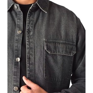 Vente chaude de la saison Veste en jean pour homme Coupe ample Couleur unie Style décontracté haut de gamme Vêtement d'extérieur - Product Image 5