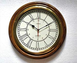 Classical Round Wooden <b>Wall</b> Clock With Shiny Polish Customized Round Wooden and Brass <b>Wall</b> Clock - Product Image 6
