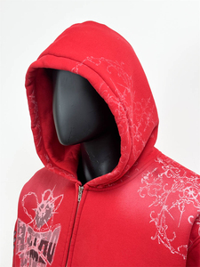 Nouveau style de fabricants de sweats à capuche sérigraphie personnalisée vêtements de rue sweats à capuche en coton épais surdimensionné avec fermeture éclair et lavage à l'acide pour hommes - Product Image 2