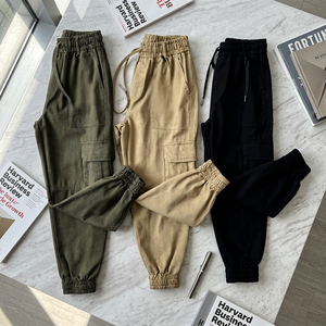 Pantalones Cargo Casuales para Hombre, Cintura Elástica con Cordón, Múltiples Bolsillos, Tela de Lona Transpirable, Estilo Otoñal, Pantalones Harem - Product Image 5
