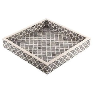 BANDEJA DE HERRAMIENTAS Bandeja para servir hecha a mano Incrustaciones de hueso de lujo Ramadán Desayuno Comida Fruta Café Té Bandeja decorativa a bajo - Product Image 2