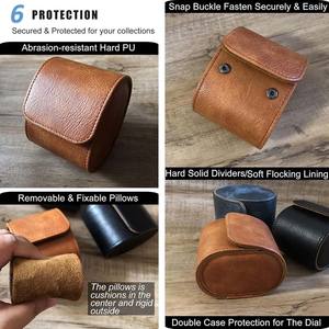 Étui de voyage pour montre en cuir portable personnalisé de haute qualité avec coussin en velours amovible, fente unique - Product Image 5