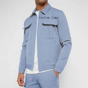 Chándal cortavientos informal personalizado de alta calidad de dos piezas con cremallera transpirable ligero poliéster/algodón ropa de calle lisa - Product Image 2