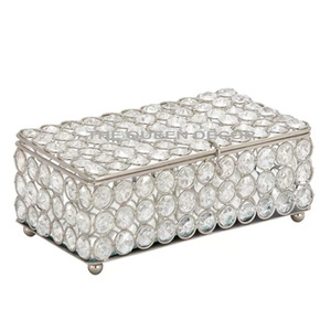 Wholesale Bulk Modern Design Nickel Coated Iron Square <b>Crystal</b> Box for Wedding Decorative Table Top Handmade Customized - Product Image 1
