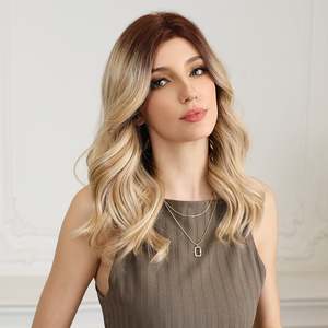 Remi-DWY Free Part for Ombre Blonde Mid-Length Glueless Synthetic <b>Wig</b> Transparent Lace Front Mono Lace Front Free Part - Product Image 3