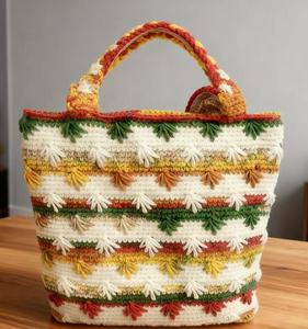 Bolso de Hombro de Ganchillo Hecho a Mano, Color Sólido, Decoración Bordada, Forro de Poliéster, Cierre de Cremallera, Dos Correas, Moda, Compras - Product Image 2