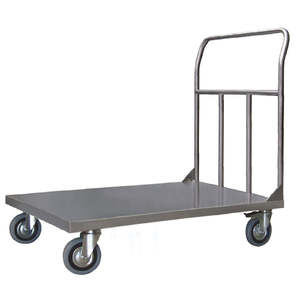 Stainless Steel Maxi <b>Platform</b> MM 1200x800 Shopping <b>Trolley</b> with 2 Wheels and Brakes 800mm Height - Product Image 1