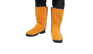 Meilleure qualité cuir de vachette fendu protège-jambes couvre-pieds flamme chaleur résistant à l'abrasion vêtements de sécurité soudage fournitures de soudure - Product Image 5
