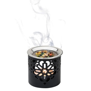 Brûleur d'encens en résine à motif d'arbre noir de designer avec dessus en maille d'acier inoxydable, brûleur d'aromathérapie décoratif pour encens en résine - Product Image 2