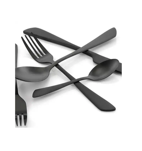 ช้อนโลหะสีดำใช้กับอาหารทำจากเหล็กผิวเรียบทำสีสำหรับเครื่องครัว - Product Image 1