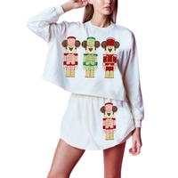 Ensemble jupe-short de Noël pour femme, motif casse-noisette, personnalisé, respirant, confortable, orné de paillettes, cousu main, disponible en gros - Vente chaude
