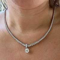 Collier tennis élégant en moissanite avec pendentif solitaire en argent sterling 925 plaqué rhodium, chaîne maille forçat, bijou de luxe pour mariée, cadeau