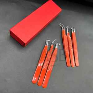 Pince à épiler professionnelle d'extension de cils de marque privée orange pointe pointue testée à la main en acier inoxydable durable de haute qualité - Product Image 5