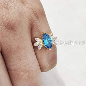 Anillo de Mujer con Topacio Azul Natural, Piedra de Nacimiento de Noviembre, Anillo Apilable Pequeño, Joyería de Plata de Ley 925 - Product Image 2