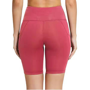 Shorts de yoga personnalisés Taille haute Séchage rapide Respirant Extensible dans les quatre sens Couleur unie Logo personnalisé Vêtements de fitness sexy - Product Image 4