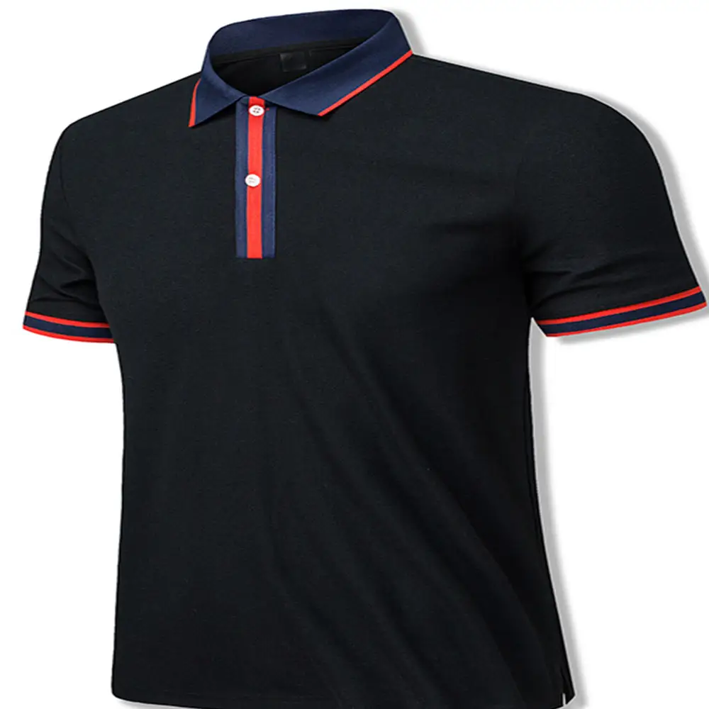 Camisetas pretas de gola polo para homens com logotipo bordado camisetas de algodão para homens camisas polo para homens