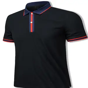 Black Polo Collar T shirts For Men With Logo Embroidery T-shirt Men's Cotton T-shirts Polo Shirts for Men