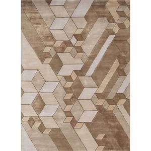 พรมทำมือ Acar ลายเรขาคณิต ขนสัตว์และใยวิสโคส รุ่น Tnq-3229 สีเบจ-น้ำตาล ลายเพชร รูปทรงสี่เหลี่ยมผืนผ้า สำหรับห้องนั่งเล่นวัยรุ่น ทางเดิน และใช้ในบ้าน - Product Image 1