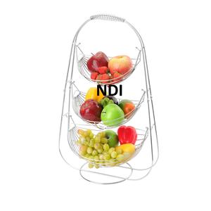 Panier de fruits de forme arrondie de haute qualité Panier de stockage de fruits fini nickelé en acier inoxydable écologique - Product Image 1