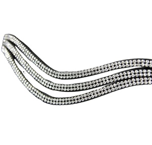 Bande de sourcils en cuir de cheval marron havane marron foncé de haute qualité avec coutures fantaisie décoratives en cristal Bling pour l'équitation - Product Image 1