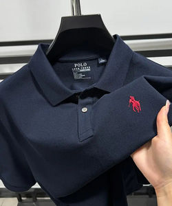 Polo de manga corta de calidad superior para hombre 2025, tela de punto con bordado personalizado, camiseta Polo con patrón sólido - Product Image 6
