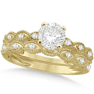 Anillo de Compromiso de Oro Amarillo de 14k con Diseño Antiguo y Diamantes, Anillos de Diamantes Pequeños de 1.08ct para Novias - Product Image 5