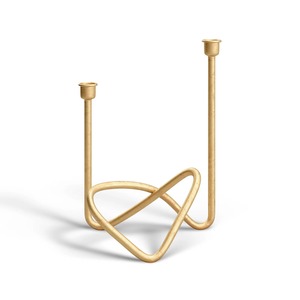 Modern Gold 2-Arm Candelabra | Abstract Sculptural <b>Taper</b> <b>Candle</b> <b>Holder</b> for Contemporary Home & Wedding Decor - Product Image 5