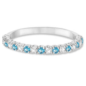 Anillo de Compromiso o Aniversario de Topacio Azul y Diamantes en Oro Blanco de 14k con Diamante de 0.50ct - Product Image 4