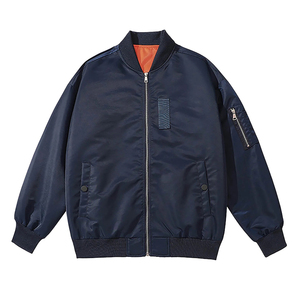 Chaqueta bomber ligera de alta calidad para hombre 2024 con cremallera prendas de vestir exteriores informales con parche en el hombro - Product Image 5