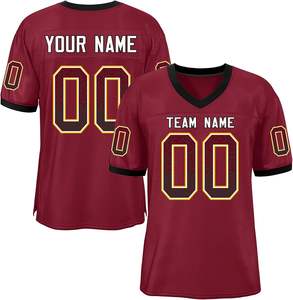 Malla de poliéster Camisetas de fútbol americano Logotipo de equipo personalizado Números de nombre Secado rápido OEM Impresión por sublimación Tela transpirable - Product Image 3