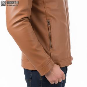 Chaqueta de cuero elegante de alta calidad para hombre con apliques nueva chaqueta de invierno de moda chaqueta de bombardero de corredor personalizada - Product Image 3