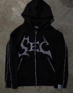 Vente en gros personnalisé 100% coton polaire fermeture éclair poche à capuche écologique respirant sérigraphie unisexe hiver Streetwear - Product Image 2