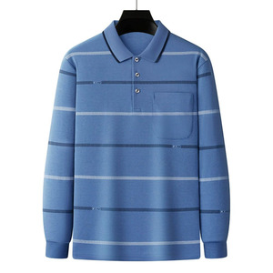 OEM logotipo personalizado bordado impreso diseño de manga larga Camiseta para hombres Otoño de mediana edad casual Top algodón solapa Polo camisa - Product Image 4