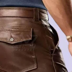 Nuevos pantalones cortos de cuero para hombres 2025 Precio al por mayor Diseño de moda Pantalones cortos de cuero genuino para hombres - Product Image 6
