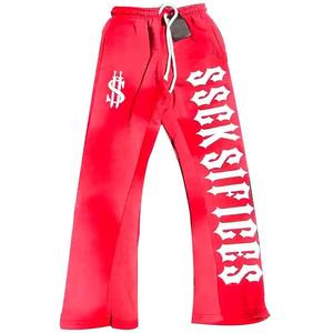 Men's Casual Flared <b>Jogger</b> Track Pants with Elastic Waistband Stacked Sweatpants for Winter Breathable Waterproof Solid Pattern - Product Image 2