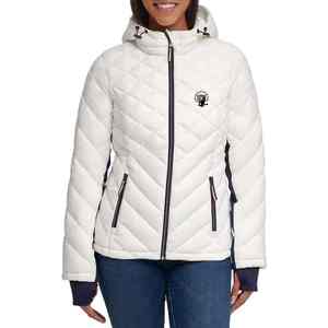 UNIQUE GYM WEAR OEM Chaqueta de invierno para mujer, tipo blazer, con cuello alto, cuello/gorro desmontable, impermeable, cortavientos, relleno de poliéster - Product Image 1