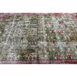 Vintage Oversize Rug, 7x10,2 ft Turkish Rug, <b>Red</b> Striped <b>Wool</b> Rug - Product Image 5