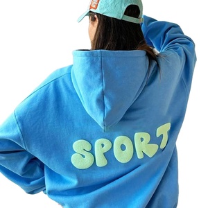 Sudadera con capucha personalizada con estampado en relieve para mujer, oversize, 420GSM, de forro polar grueso, lavado ácido, tipo jersey, en blanco, OEM - Product Image 1