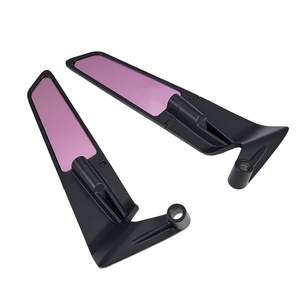 Rétroviseurs de moto JFG Stealth Wind Wing pour Kawasaki Z400 Z650 Z900 Duke MT03 MT07 MT09 Verre violet - Product Image 3