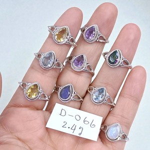 Anillo de Plata de Ley 925 con Corte de Pera y Múltiples Gemas Personalizadas, Anillo de Vástago Dividido, Joyería Hecha a Mano al por Mayor, Diseño Sencillo, Anillo de Boda Estilo Boho - Product Image 3
