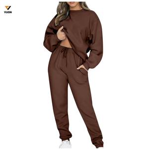 2025 haute qualité survêtements femmes sweat à capuche personnalisé ensemble à manches longues col rond sweat Polyester coton survêtement pantalon et pull - Product Image 4