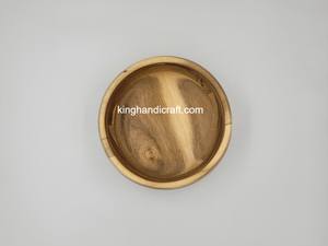 ไม้อะคาเซียธรรมชาติ D20xH10cm ชามลึก | ชามไม้ขนาดใหญ่ทำด้วยมือสำหรับสลัดซุปบะหมี่ | ตกแต่งโต๊ะแบบชนบท - Product Image 4