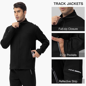 Logotipo personalizado Full Zip Sportswear Top Trending Grey Jogger Trajes para hombres Warm up Outdoor Fitness Training Round Neck Top Set - Product Image 4