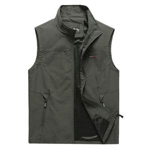 Chaleco informal de primavera y verano para hombre, nueva chaqueta de talla grande sólida a prueba de viento impermeable con cremallera, prendas de vestir para exteriores - Product Image 3