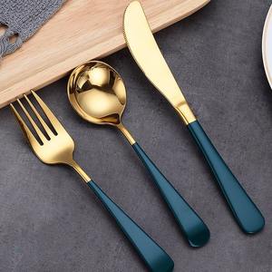 <b>Heavy</b> <b>Duty</b> Stainless Steel Cutlery Set PVD Coated Handle Premium Flatware Set For Catering - Product Image 1