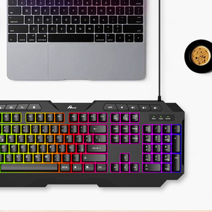 Teclado Óptico para Gaming con Cable KB-809 Negro Teclado Alámbrico en Español con Iluminación de Colores para PCs de Escritorio y Portátiles - Product Image 6