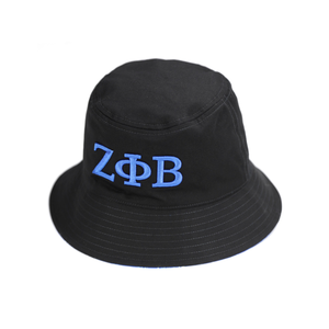 Zeta Phi หมวกทรงถังสีดำแบบกลับด้านได้พร้อมปักตัวอักษรกรีก100ผ้าฝ้ายเสื้อคลุมสั่งทำหมวกและหมวกเพื่อชีวิตชาวกรีก - Product Image 1