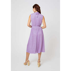 Abito Lungo Estivo da Donna Leota Senza Maniche Modello Mindy Viola Confetti Sexy con Vita Bassa Drappeggiato Traspirante per Club - Product Image 3