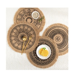 Colored Combo <b>Placemats</b> Natural Material Rounded Mats for Home Decor Tableware Dinning Table Party and Wedding Design Pads - Product Image 1