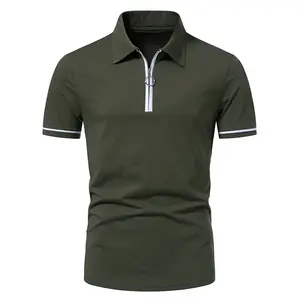 Camiseta de polo ajustada para hombre, cómoda, transpirable, diseño personalizado, cremallera de doble panel, patrón sólido, contraste de colores, Jersey hecho - Product Image 3